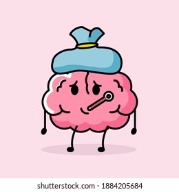 Cute minimalist brain with adorable pose