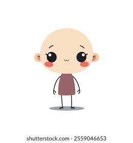 Cute Minimalist Cartoon Character with Rosy Cheeks Illustration