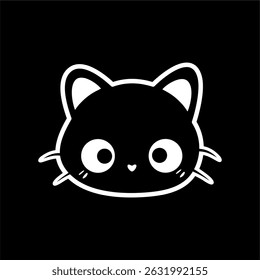 Cute Minimalist Cat Face Illustration

