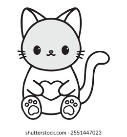 Vector minimalista lindo del gato - diseño simple y adorable