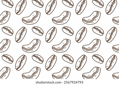 Cute and minimalist Coffee bean seamless pattern. Coffee doodle for packaging or wallpaper. 