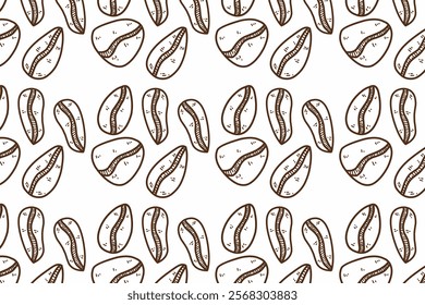 Cute and minimalist Coffee bean seamless pattern. Coffee doodle for packaging or wallpaper. 
