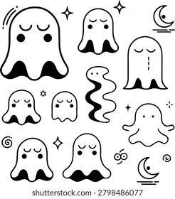 Cute Minimalist Ghost Characters