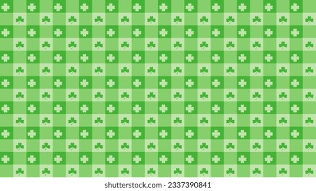 Cute and minimalist green background, seamless patterns with cloverleaf.