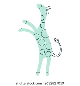 Cute minimalist mint color giraffe, abstract safari animal