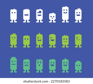 Cute minimalist modern monsters set in vector