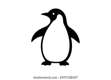 Cute Minimalist Penguin Silhouette Vector Illustration