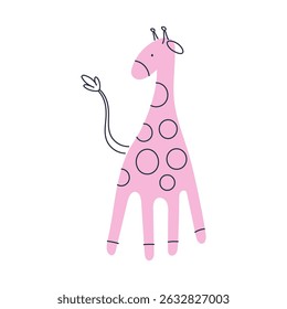 Cute minimalist pink giraffe, abstract safari animal