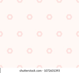 Cute minimalist pink seamless pattern. Delicate abstract geometric background with small hexagonal shapes. Simple elegant texture in pastel colors. Design for wedding decor, baby shower, wallpapers