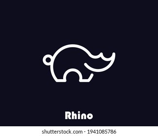  cute minimalist rhino logo concept vector illustration, icon mascot rhino