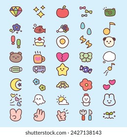 cute minimalist stickers of various shapes of objects