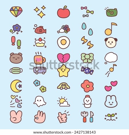 cute minimalist stickers of various shapes of objects