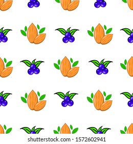 cute and minimalist two object almond and blueberry background pattern