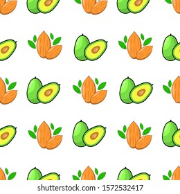 cute and minimalist two object avocado and almond background pattern