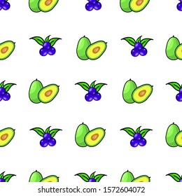 cute and minimalist two object avocado and blueberry background pattern