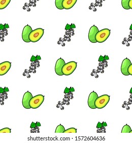 cute and minimalist two object avocado and blackcurrant background pattern