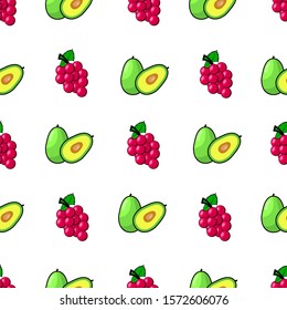 cute and minimalist two object avocado and red grape background pattern