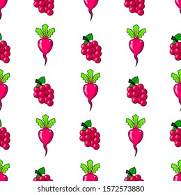 cute and minimalist two object bit and red grape background pattern
