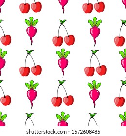 cute and minimalist two object cherry and bit background pattern