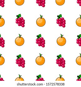 cute and minimalist two object red grape and orange background pattern