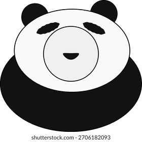 Linda Ilustración vectorial minimalista de un panda gordito con un diseño simple y redondeado y Formas limpias en blanco y negro.