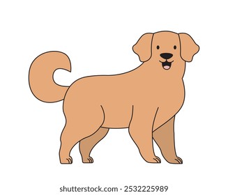 Cute minimalistic dog. Beige adorable lapdog. Cute domestic animal and pet. Puppy of luxury breed. Furry mammal. Template and layout. Linear vector illustration isolated on white background