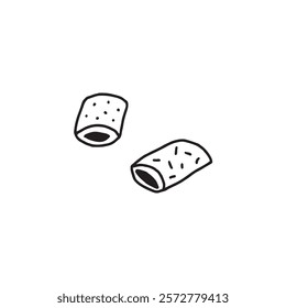 A cute and minimalistic drawing of two small dog treats. Suitable for pet product packaging, educational materials, or creative designs.