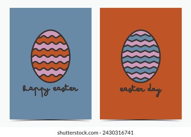 Tarjeta de felicitación de Pascua linda y minimalista, cubierta, póster, etiqueta, volante, bandera con huevos de colores vivos