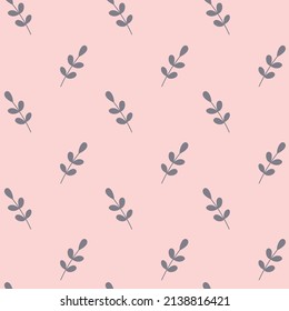 Patter minimalista lindo con hojas sobre fondo rosado. Motivos naturales. Se puede utilizar para textiles, papel de envoltura, carteles, fondos, etc. Vector ilustrado en forma plana. 