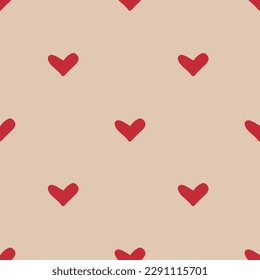 Cute and minimalistic seamless pattern with hearts. Repeating vector hand drawn design for textile, backdrop, wrapping paper, prints