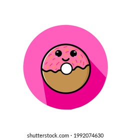 Cute, minimalistic, simple, cute pink donut graphic vector illustration great for food icons or logos.