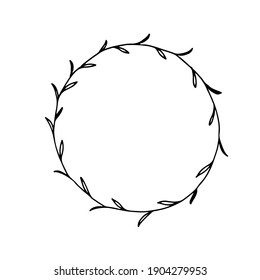 Geräumiger minimalistischer Kranzrahmen im linearen Stil. Botanischer Rahmen für verschiedene Dekorationen.