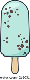 Cute mint chocolate ice cream bar illustration. Fun and refreshing summer dessert icon