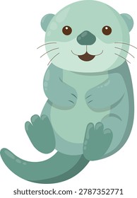 Cute mint sea otter character illustration