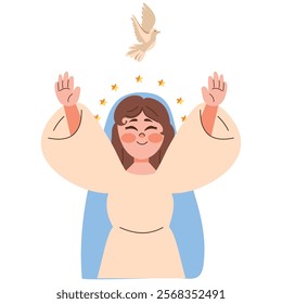 cute miraculous virgin isolated icon