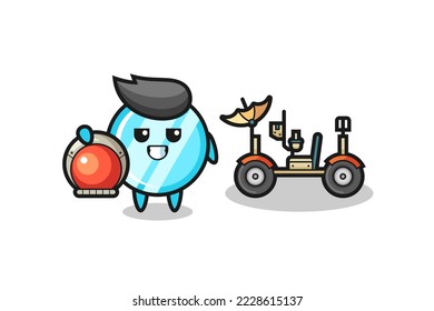 the cute mirror as astronaut with a lunar rover , cute style design for t shirt, sticker, logo element