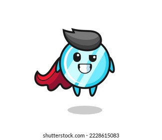 the cute mirror character as a flying superhero , cute style design for t shirt, sticker, logo element