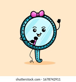 Cute mirror character with a microphone