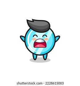 cute mirror mascot with a yawn expression , cute style design for t shirt, sticker, logo element