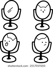 Cute Mirror Vectors | Various Expressions | Minimalist Design | 4 Vectors