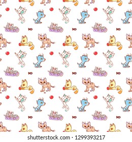 Cute and mischievous kittens, will give a lot of joy and fun. The pattern can be used for textiles, scrapbooking and more.