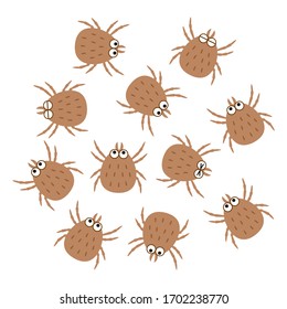 Cute mite group, vector illustration.