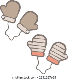 Cute mitten gloves illustration sets