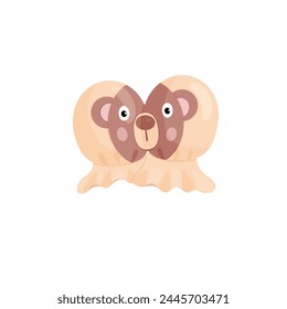 Lindos guantes para bebé con oso. Ilustración vectorial