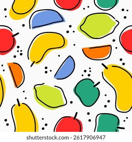 Design de vetor de fundo de padrão de frutas de mistura bonito