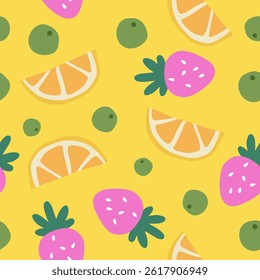 Cute mix fruits pattern background vector design