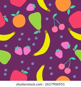 Cute mix fruits pattern background vector design