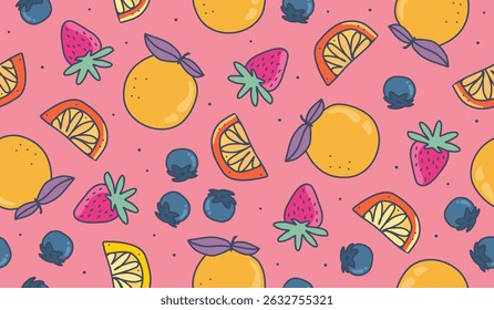 Cute mix fruits pattern background vector design