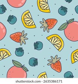 Diseño de Vector de fondo de patrón de frutas de mezcla linda