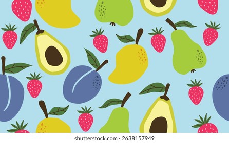 Cute mix fruits pattern background vector design